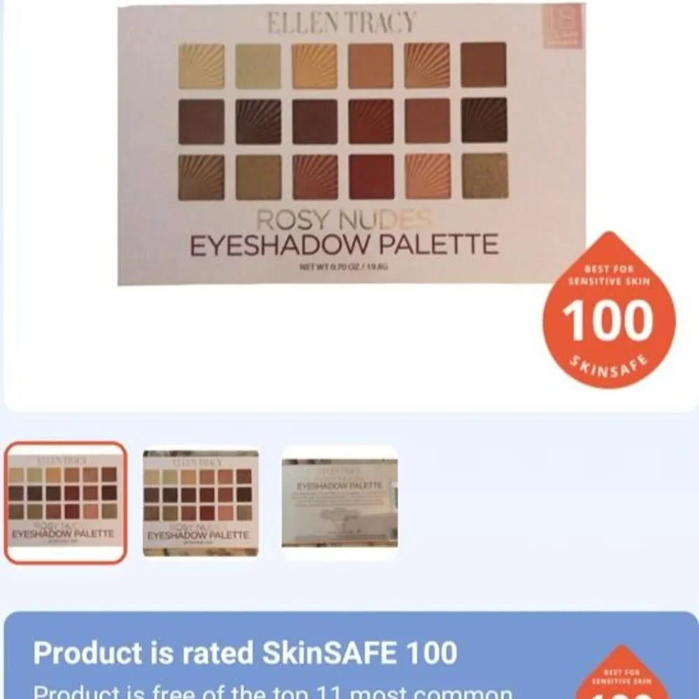 Ellen Tracy Rosy Nudes 18 Eyeshadow Palette Neutral Pink & Brown Shades